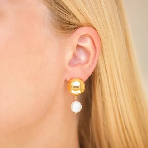 vedenkestävät helmi korvarenkaat  kullattu teräs - OCEANA