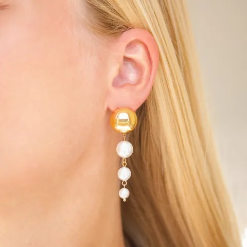 vedenkestävät helmi korvarenkaat  kullattu teräs - OCEANA