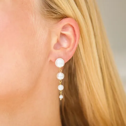 vedenkestävät helmi korvarenkaat  kullattu teräs - OCEANA