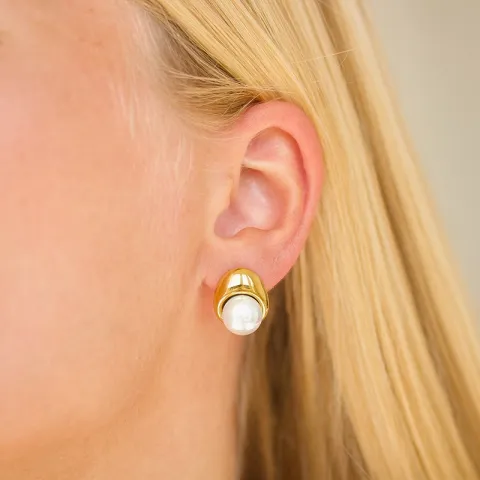 vedenkestävät helmi korvarenkaat  kullattu teräs - OCEANA