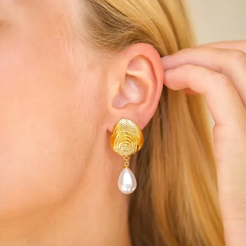 vedenkestävät korvarenkaat  kullattu teräs - OCEANA