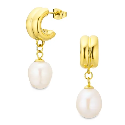 vedenkestävät helmi korvarenkaat  kullattu teräs - OCEANA