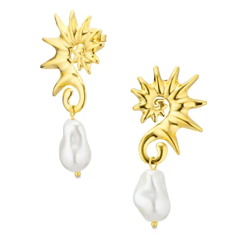 vedenkestävät helmi korvarenkaat  kullattu teräs - OCEANA