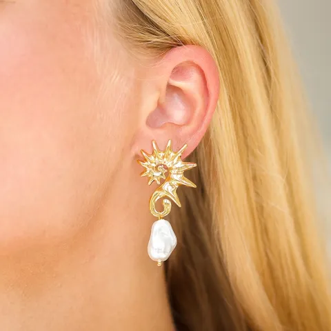 vedenkestävät helmi korvarenkaat  kullattu teräs - OCEANA