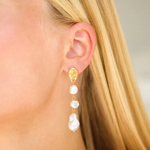 vedenkestävät helmi korvarenkaat  kullattu teräs - OCEANA