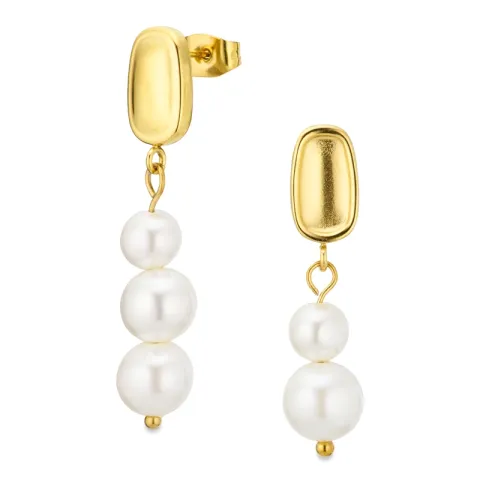 vedenkestävät helmi korvarenkaat  kullattu teräs - OCEANA