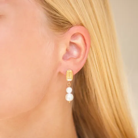 vedenkestävät helmi korvarenkaat  kullattu teräs - OCEANA