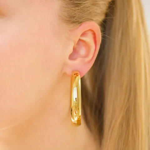 50 mm vedenkestävät rengaskorvakorut  kullattu teräs - OCEANA