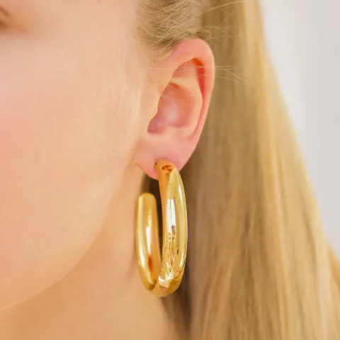 50 mm vedenkestävät rengaskorvakorut  kullattu teräs - OCEANA