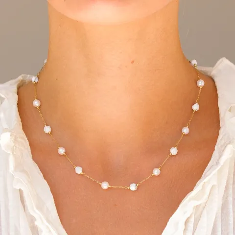 vedenkestävät helmi kaulaketju kullattu teräs - OCEANA