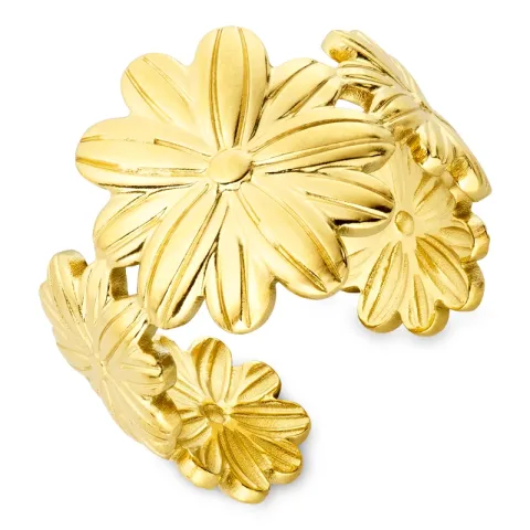 vedenkestävät kukka sormus kullattu teräs - OCEANA