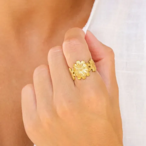 vedenkestävät kukka sormus kullattu teräs - OCEANA