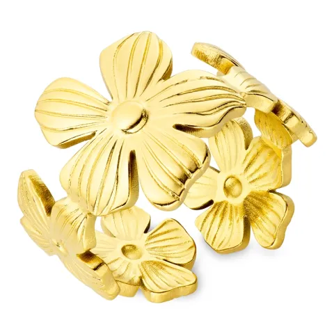 vedenkestävät kukka sormus kullattu teräs - OCEANA