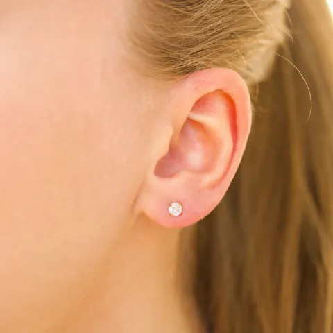 4 mm vedenkestävät zirkoni solitaire-nappikorvakorut  kullattu teräs - OCEANA