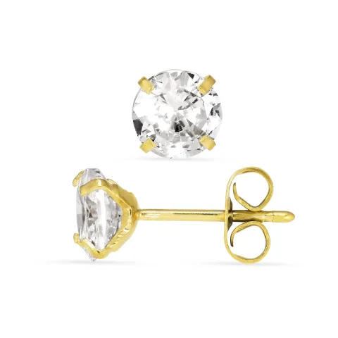 6 mm vedenkestävät solitaire-nappikorvakorut  kullattu teräs - OCEANA
