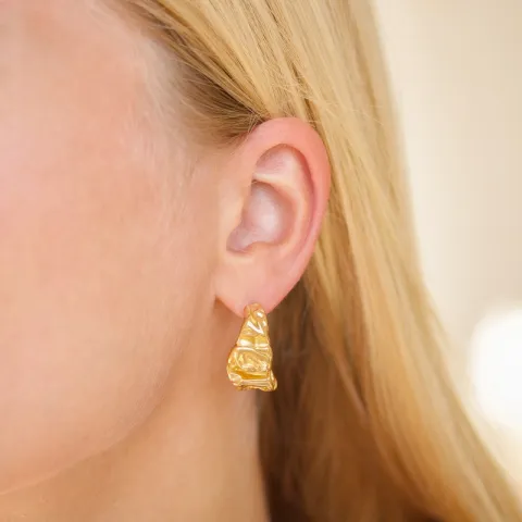 vedenkestävät rengaskorvakorut  kullattu teräs - OCEANA