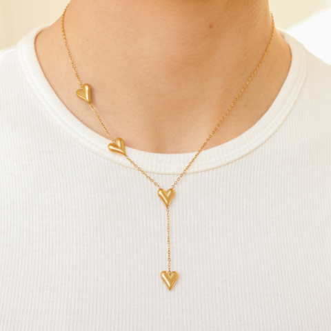 vedenkestävät sydän kaulaketju kullattu teräs - OCEANA