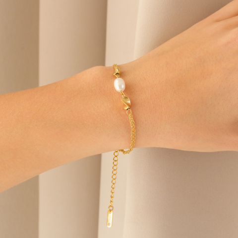 vedenkestävät helmi rannekoru kullattu teräs - OCEANA