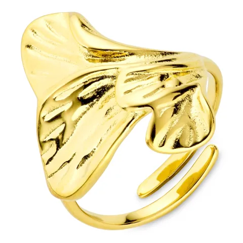 vedenkestävät lehti säädettävissä sormus kullattu teräs - OCEANA