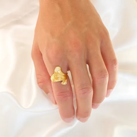 vedenkestävät lehti säädettävissä sormus kullattu teräs - OCEANA