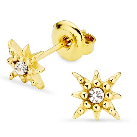 vedenkestävät tähti valkoinen zirkoni korvarenkaat  kullattu teräs - OCEANA