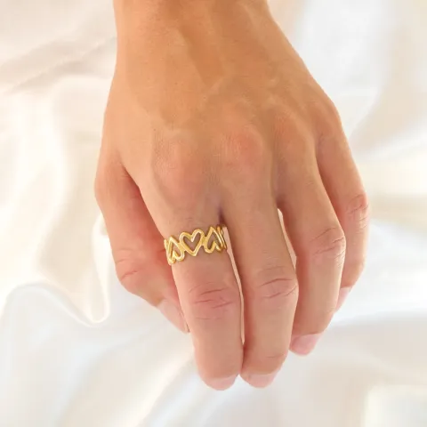 vedenkestävät sydän säädettävissä sormus kullattu teräs - OCEANA