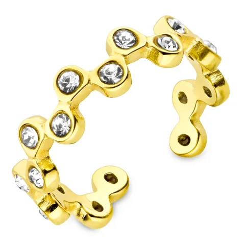 vedenkestävät zirkoni säädettävissä sormus kullattu teräs - OCEANA