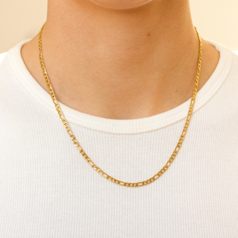 vedenkestävät Figaro-kaulaketju kullattu teräs 45 cm x 3 mm  - OCEANA