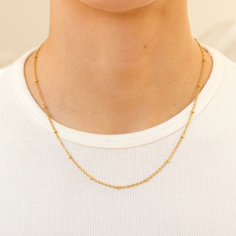 vedenkestävät kuula kaulaketju kullattu teräs 45 cm x 2,8 mm  - OCEANA