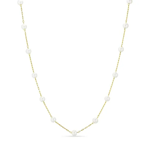 vedenkestävät helmi kaulaketju kullattu teräs 45+5 cm x 4,2 mm  - OCEANA