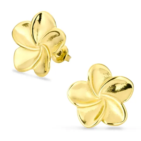 vedenkestävät kukka korvarenkaat  kullattu teräs - OCEANA