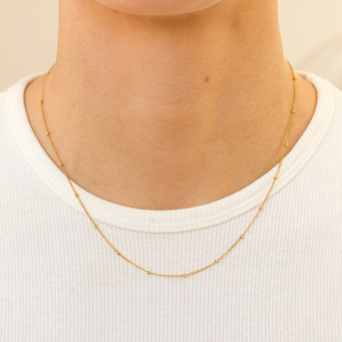 vedenkestävät kuula kaulaketju kullattu teräs 40+5 cm x 2,0 mm  - OCEANA