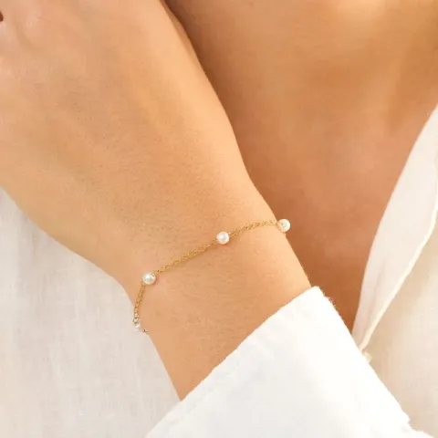 vedenkestävät helmi rannekoru kullattu teräs - OCEANA