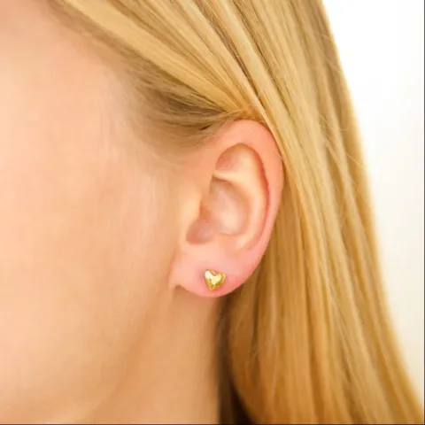 vedenkestävät sydän nappikorvakorut  kullattu teräs - OCEANA