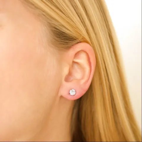 5 mm vedenkestävät solitaire-nappikorvakorut  kullattu teräs - OCEANA