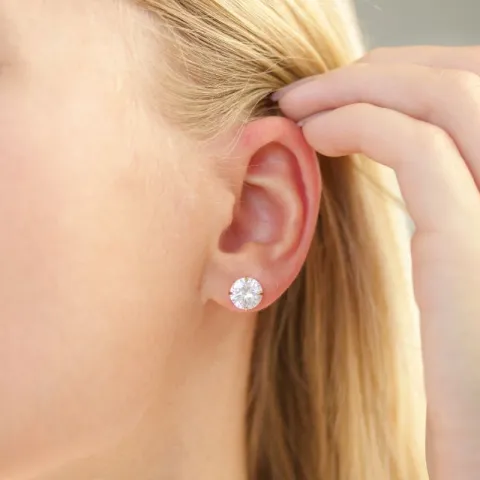 8 mm vedenkestävät solitaire-nappikorvakorut  kullattu teräs - OCEANA