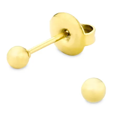 3 mm vedenkestävät nappikorvakorut  kullattu teräs - OCEANA