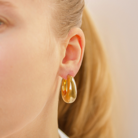 28 mm vedenkestävät rengaskorvakorut  kullattu teräs - OCEANA