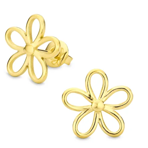 vedenkestävät kukka korvarenkaat  kullattu teräs - OCEANA