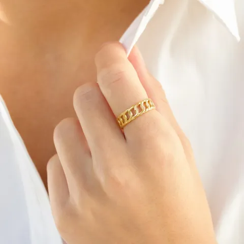 vedenkestävät panzer säädettävissä sormus kullattu teräs - OCEANA