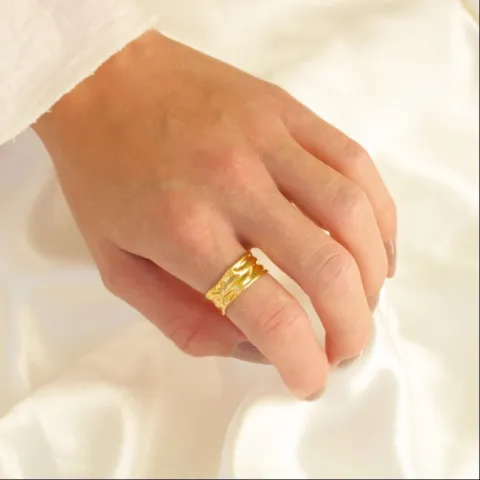 vedenkestävät säädettävissä sormus koko 54-58 kullattu teräs - OCEANA