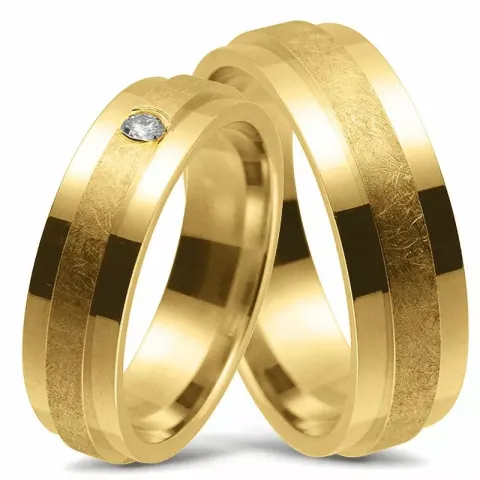 Leveys vihkisormusta 14 karaatin kultaa 0,06 ct - setit