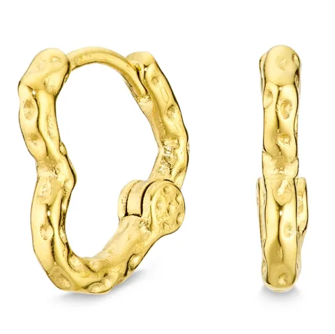 vedenkestävät sydän korvarenkaat  kullattu teräs - OCEANA