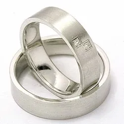 Vihkisormusta 14 karaatin valkokultaa 2 x 0,015 ct - setit
