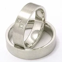 Vihkisormusta 14 karaatin valkokultaa 2 x 0,015 ct - setit
