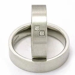 Vihkisormusta 14 karaatin valkokultaa 2 x 0,015 ct - setit