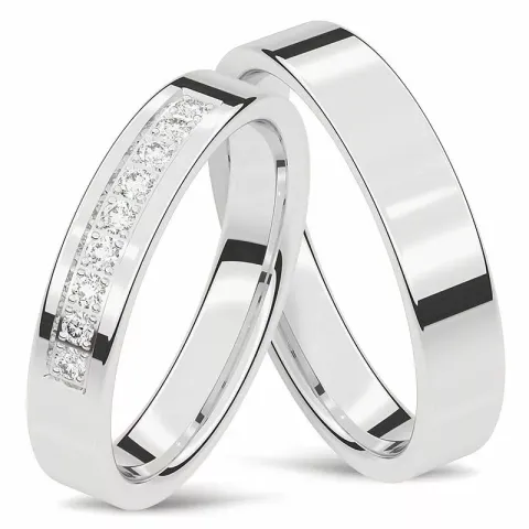 vihkisormusta 14 karaatin valkokultaa 9 x 0,015 ct - setit