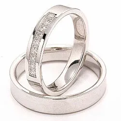 vihkisormusta 14 karaatin valkokultaa 9 x 0,015 ct - setit