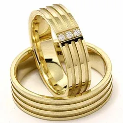 Vihkisormusta 14 karaatin kultaa 0,018 ct - setit