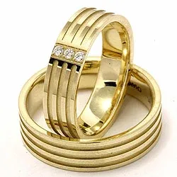 Vihkisormusta 14 karaatin kultaa 0,018 ct - setit